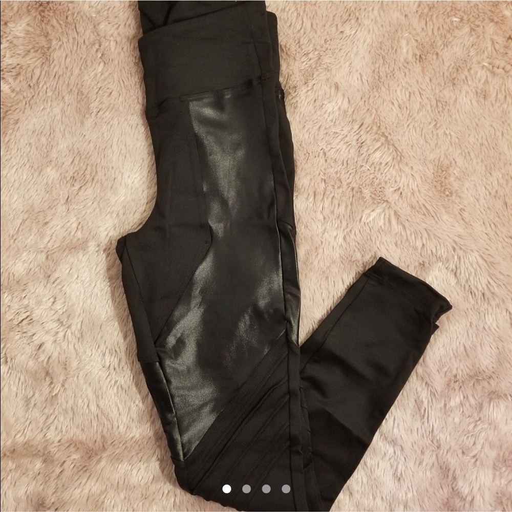 KORAL “Moto” Black Shiny Leggings (Size Small)